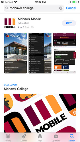 iOS Store showing Mohawk Mobile app