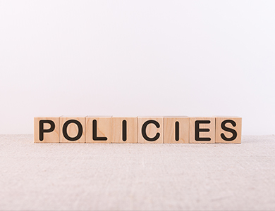 blocks that spell the word policies
