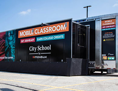 Exterior of the City School Mobile Classroom