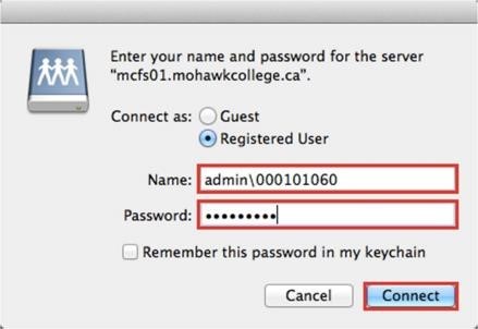 Screenshot of login prompt in mac OS asking for employee number and password