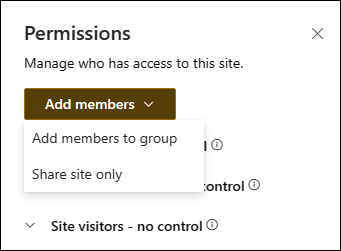 Screenshot of the Add Members dropdown open with Add Members to Group visible
