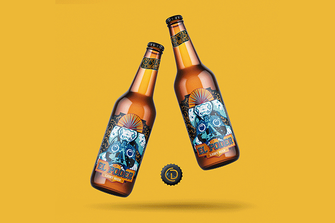 an illustration on a beer label by Sara Veronica Alas Alvarez