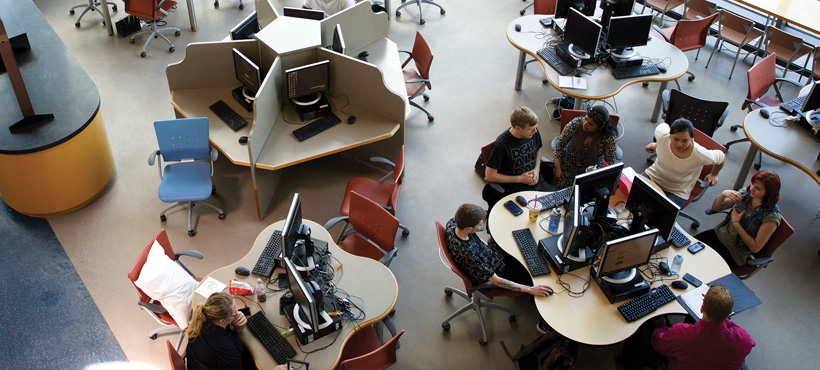 Students working in a Mohawk College computer lab