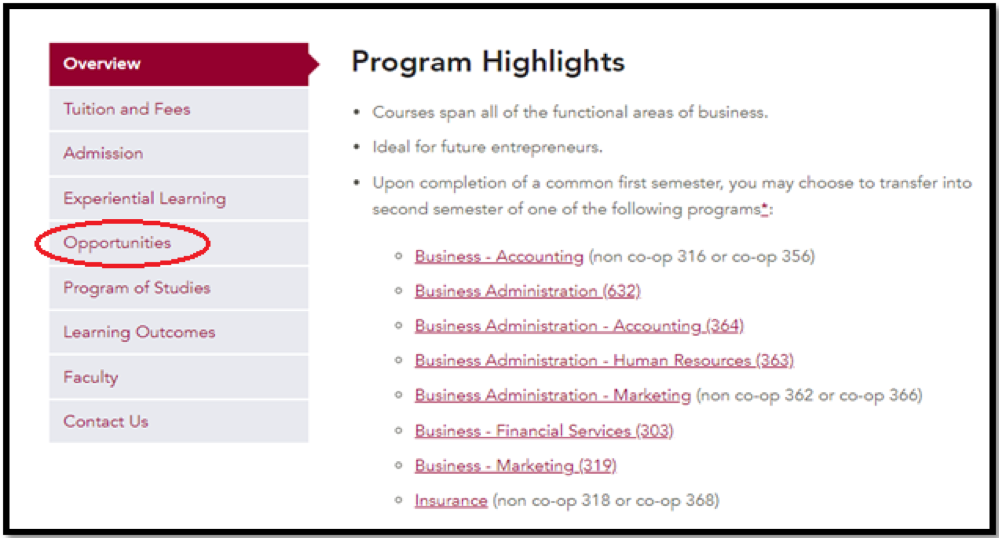 program highlight page (View pathways instruction for it)