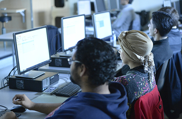 Mohawk College students learning in a computer lab