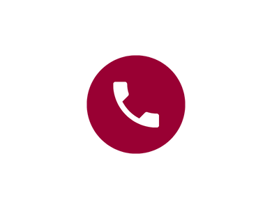 telephone icon within crimson coloured circle