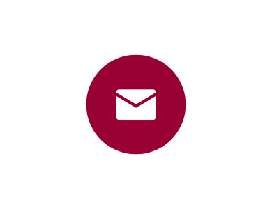 email icon within crimson coloured circle