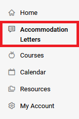 Accommodate - Faculty - Accommodation Letters - Side Navigation