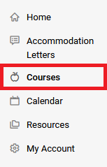 Accommodate - Faculty - Courses - Side Navigation