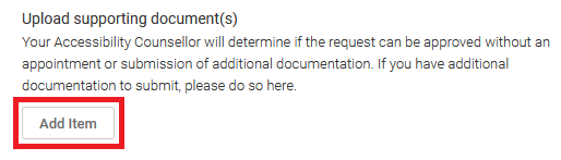 Accommodate - Supplemental Request - Upload supporting documents