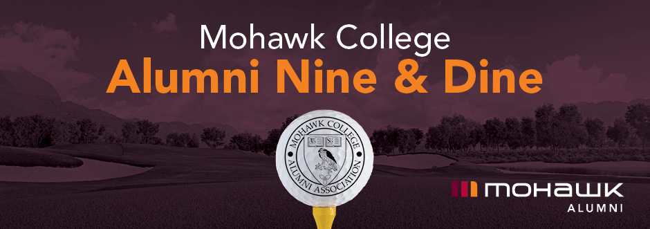 golf ball on tee with alumni association logo on it