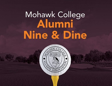 "Mohawk College Alumni Nine and Dine with golf ball"