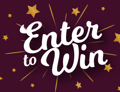 "enter to Win with stars bursting in orange"