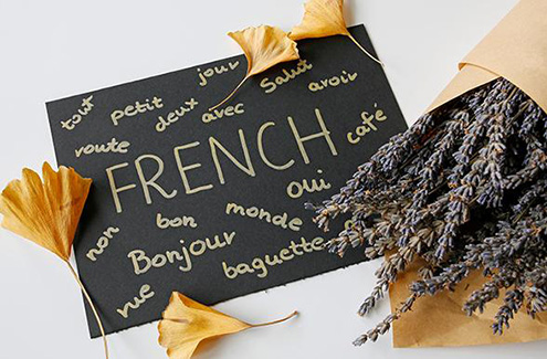 french words on a chalkboard