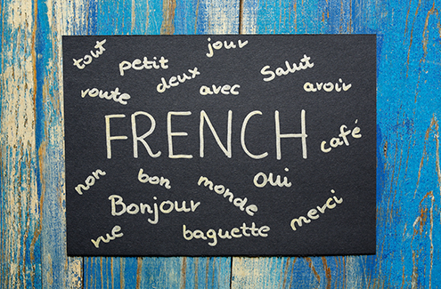 many french words on a chalkboard