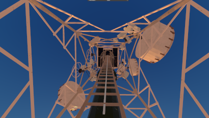 Looking straight up the virtual aerial tower