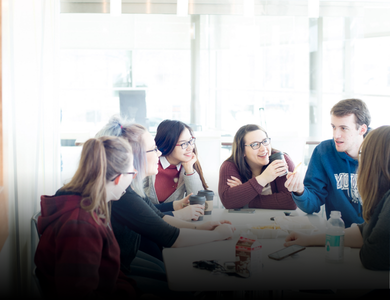 Students eating at the Residence at Mohawk College
