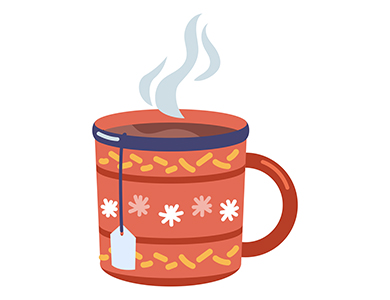 Illustration of a cup with a hot drink and steam rising