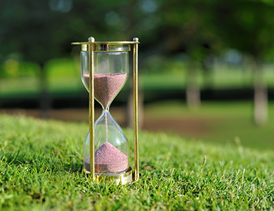Hourglass with time passing