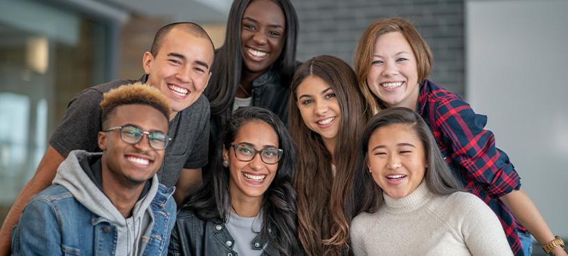 A group of student smiling