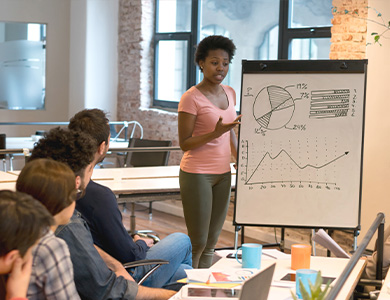 Woman giving a presentation to a group