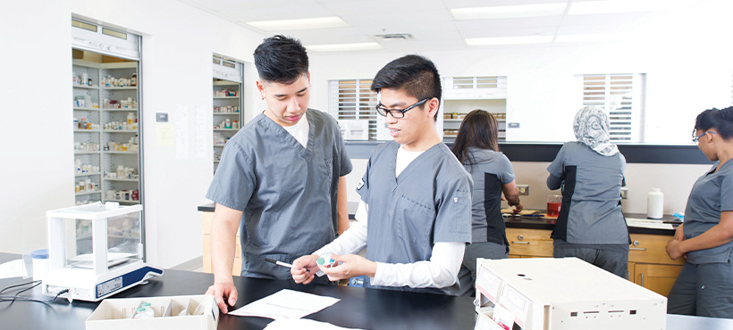 nursing students in the lab