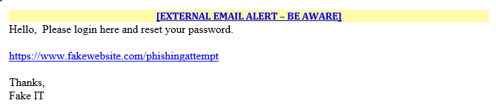 External sender e-mail disclaimer