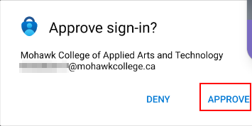Screenshot of an Authenticator prompt asking you to approve the sign in request on your Microsoft Authenticator app.