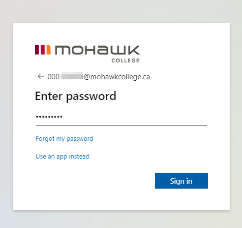 "Microsoft Sign-on Screen with Password"