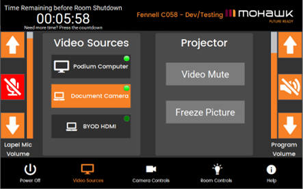 Screenshot of the control panel with the Microphone volume control on the left and the program volume control on the right