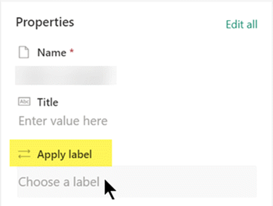 Screenshot of the Properties of a file with Apply Label highlighted