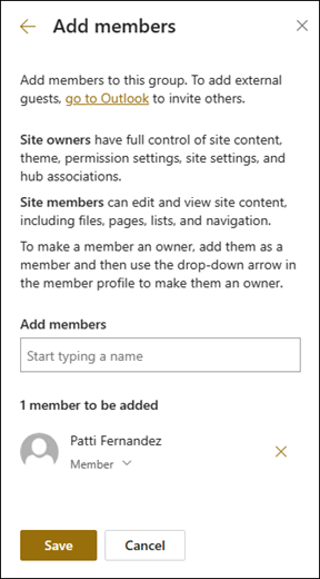 Screenshot of the confirmation message when the members have been added to your Sharepoint team