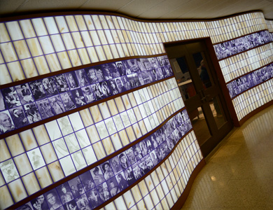 wampum belt outside of the Indigenous student services office
