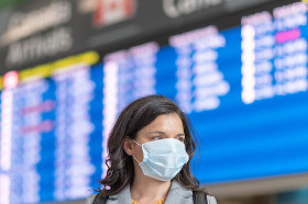 student arriving at airport