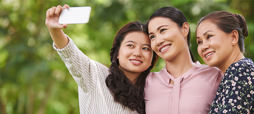 A family taking a selfie