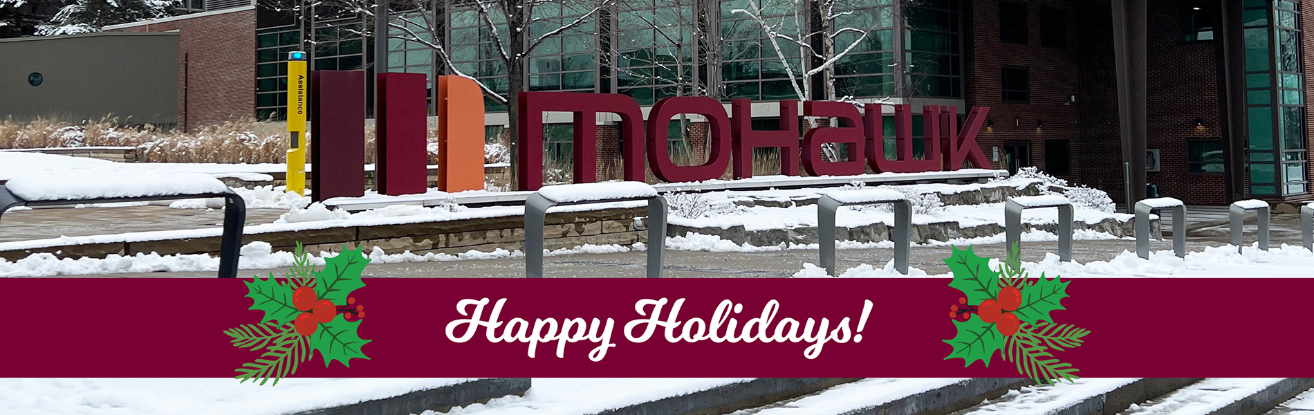Mohawk College sign in the winter