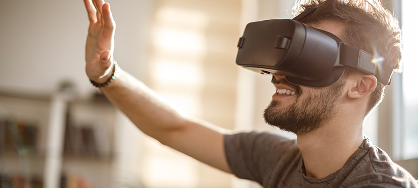Man using a virtual reality headset