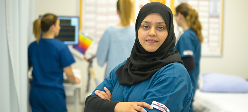 Health student posing in a lab