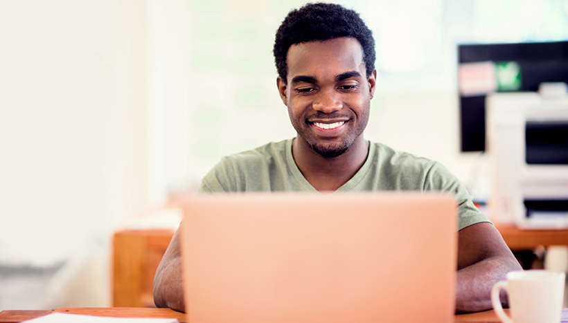 Student working on a laptop