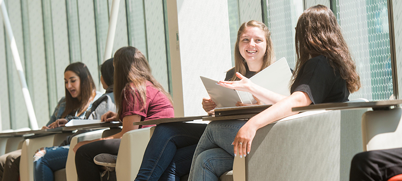 Mohawk students sitting and talking