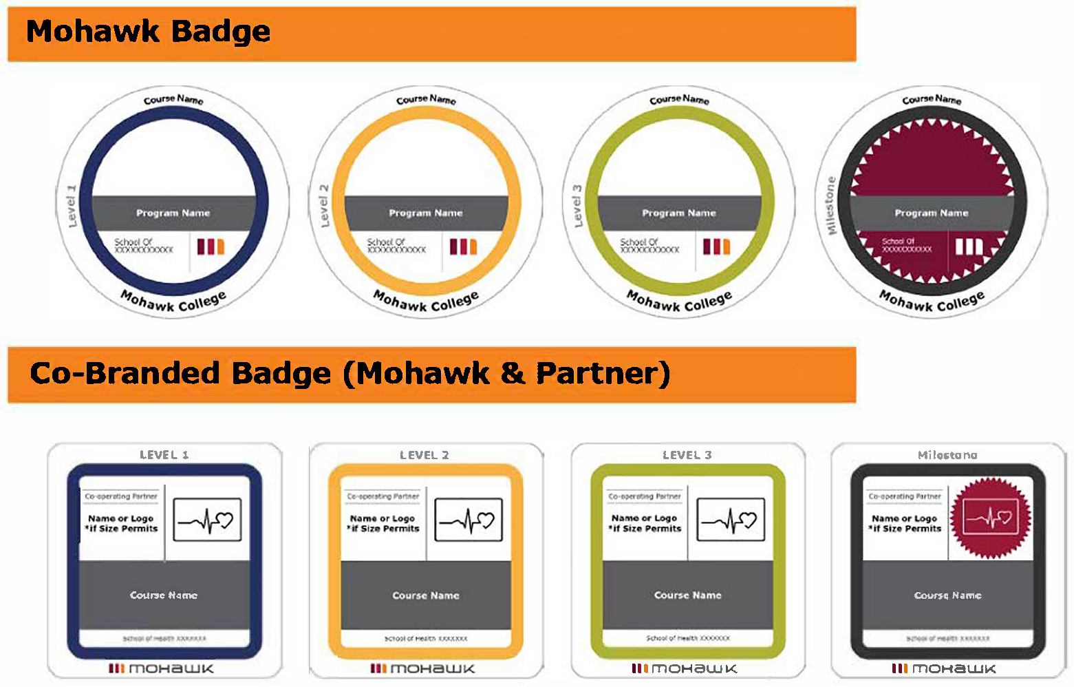 Examples of Mohawk Badges and Co-Branded badges