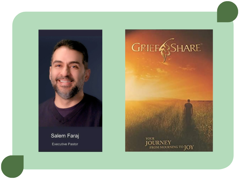 "Photos: Salem Faraj and GriefShare book."