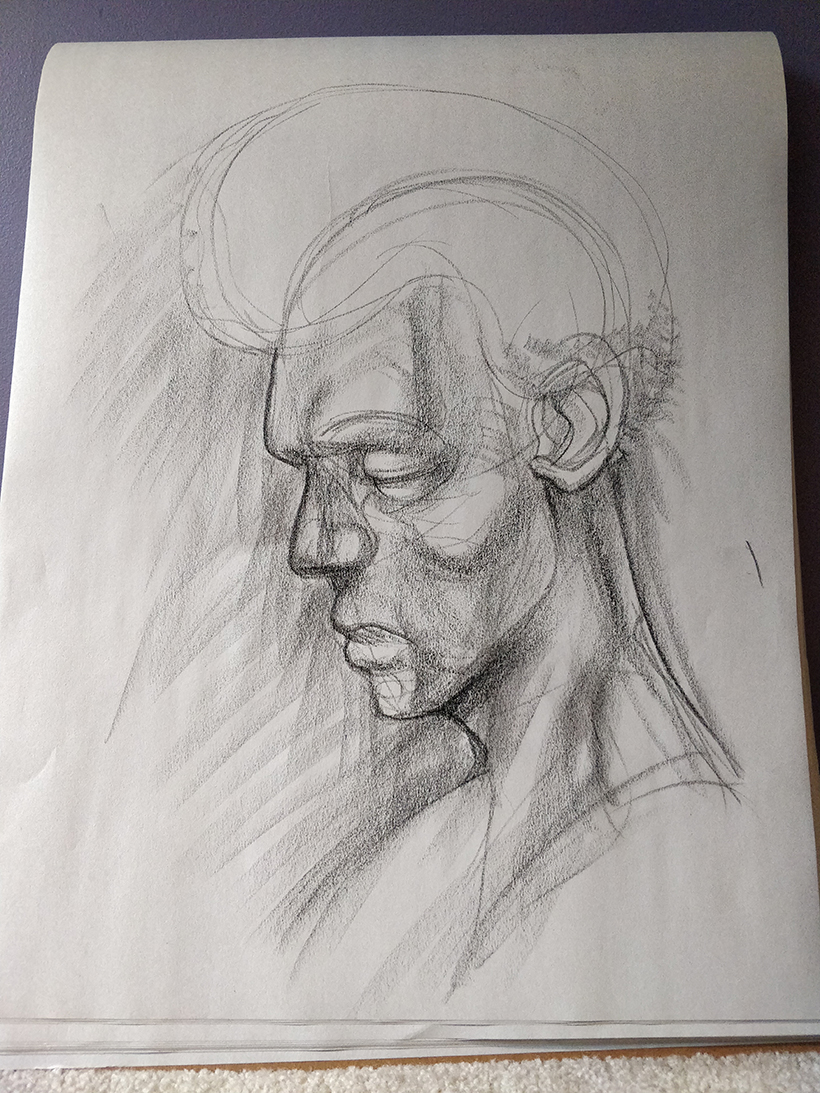 Pencil art of a strong bony man portrait by Sullivandylan.