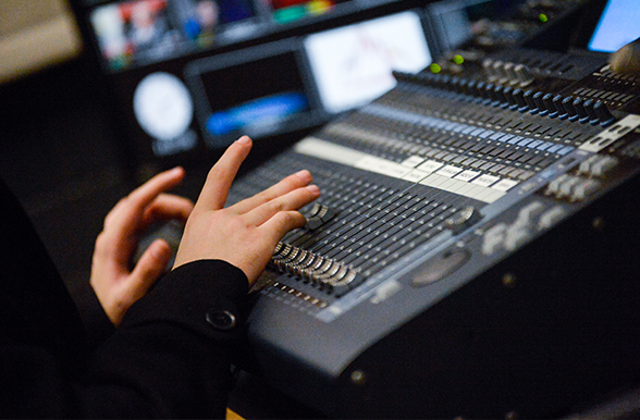 close up of a sound mixer