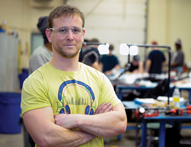 skilled trade student in shop