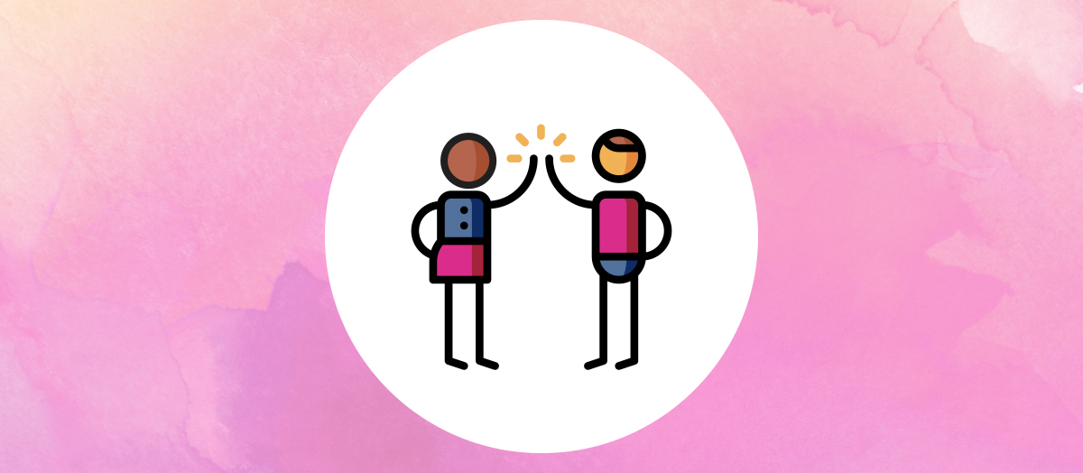 Illustration of two students high fiving