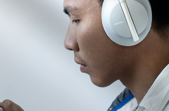 person listening to music