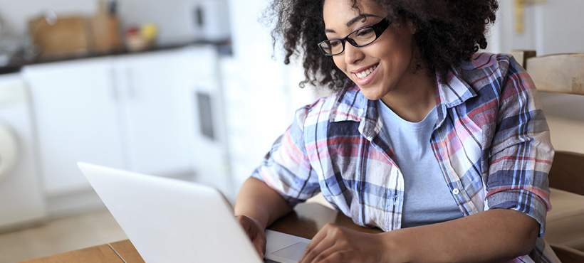 female working on the computer