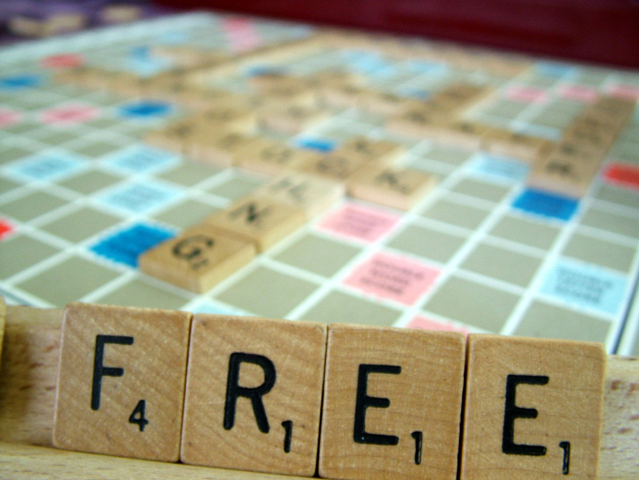 scrabble tiles spelling out the word FREE