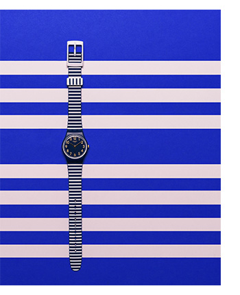 A watch with a stripped background.